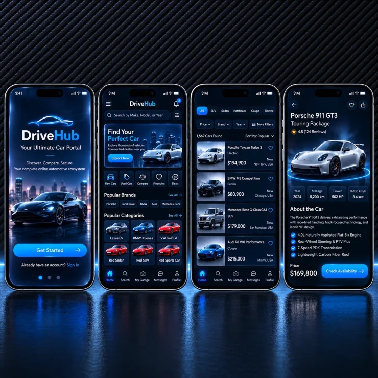 DriveHub Neon Car App Showcase