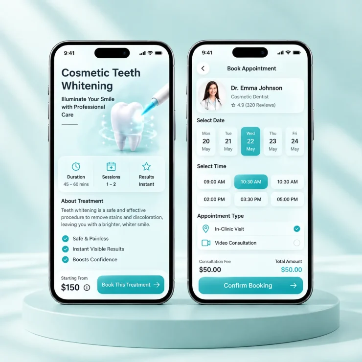Mint Dental Booking App Mockup