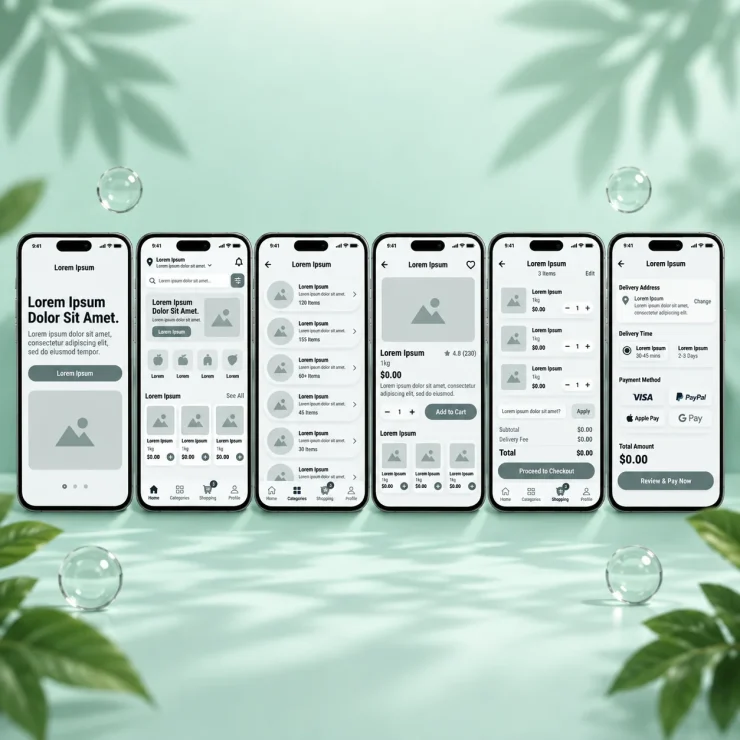 Mint Green Grocery App Showcase