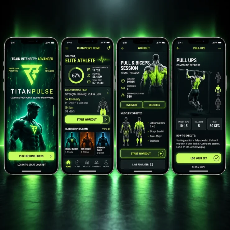 Neon TitanPulse Fitness App Showcase (1)