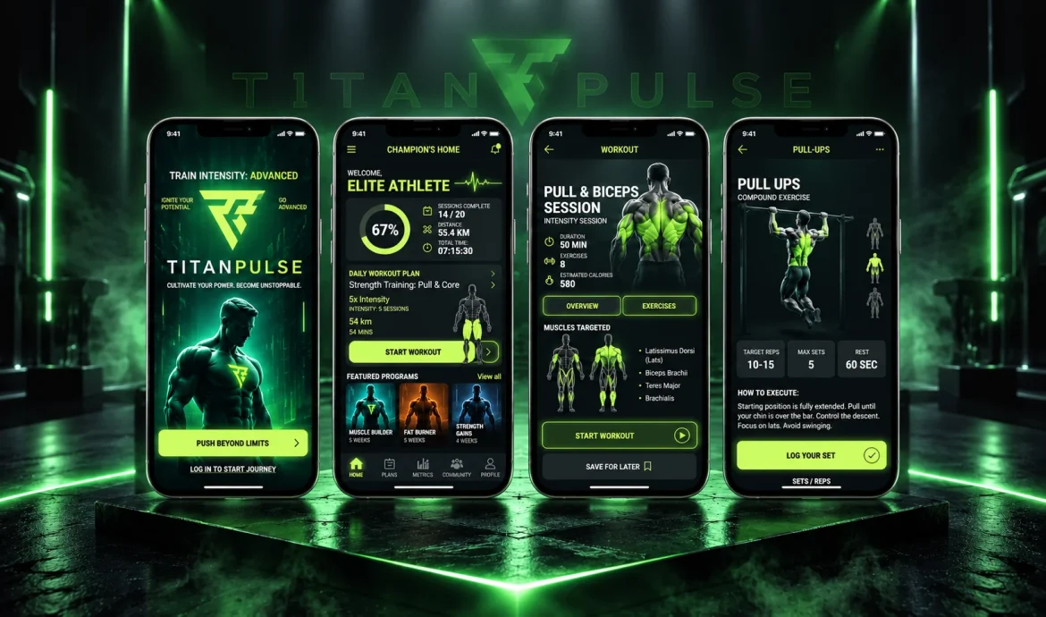 Neon TitanPulse Fitness App Showcase (3)